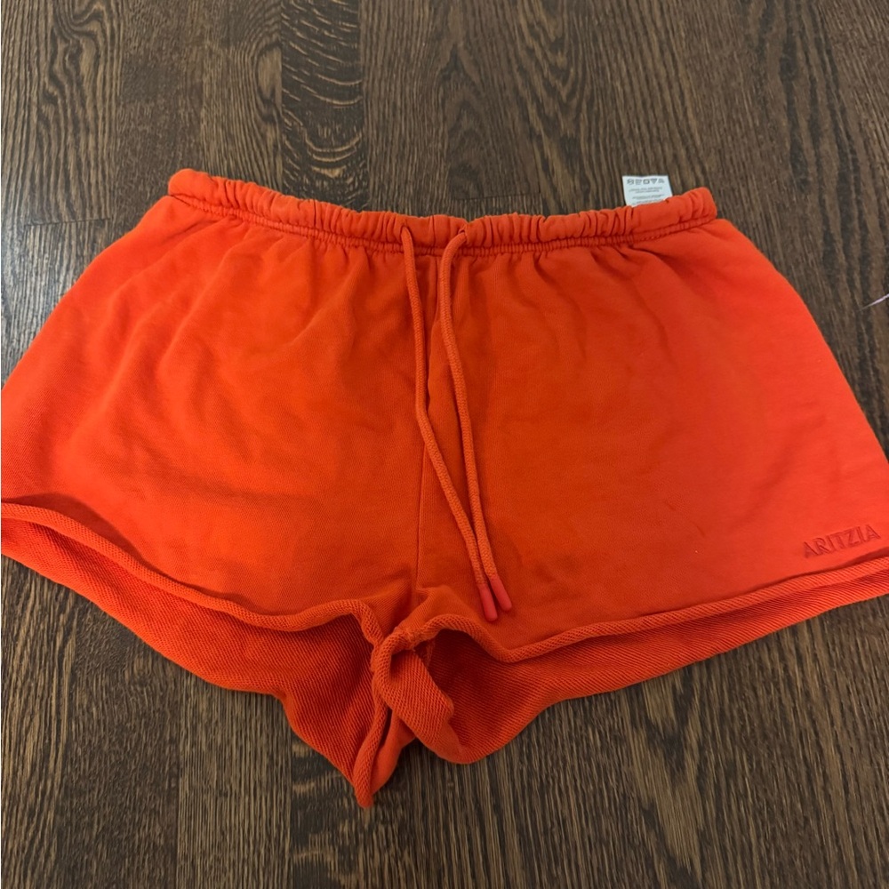 Aritzia Bright Orange Athletic Lounge Shorts with Drawstring